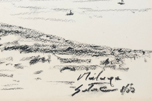 De Belgische kunstenaar Lucien Calus met een tekening