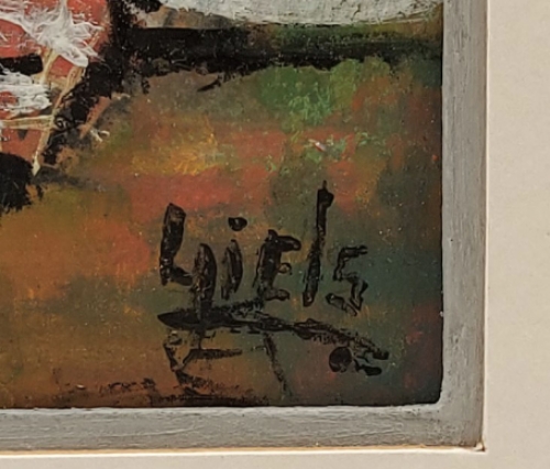 De beeldhouwer Ludo Giels  met een schilderij