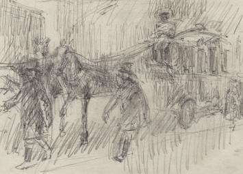 Lucien van der Borcht met koets en paarden