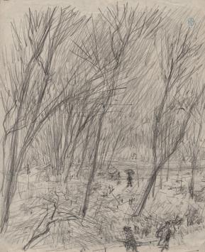 Mensen in het park van de tekenaar Lucien van der Borcht