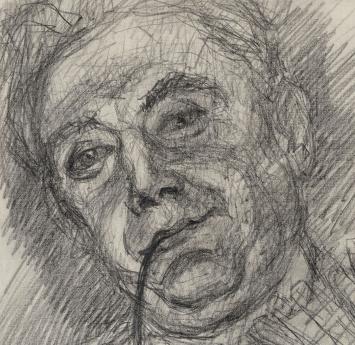 Lucien van der Borcht met een man met pijp