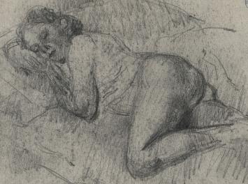 Lucien van der Borcht met een schets rond 1900