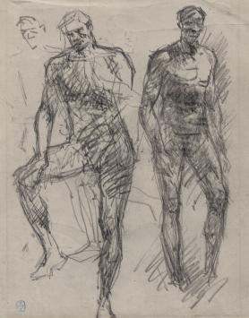 Potloodschetsen van de Belgische kunstenaar Lucien van der Borcht