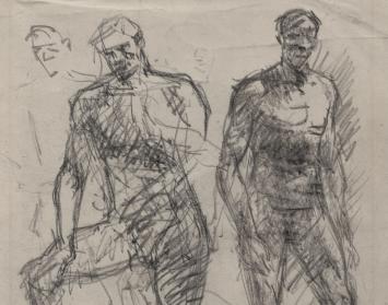 Lucien van der Borcht met schetsen uit 1895