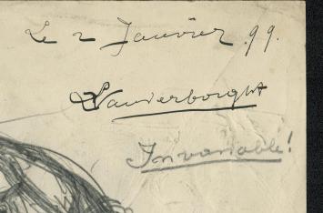 Lucien van der Borcht met een tekening