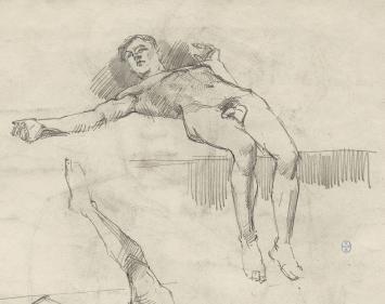 Studieschetsen, naakte mannen (voor en achter) +/- 1895