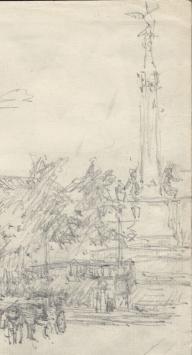 Lucien van der Borcht met een schets +/- 1895