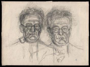 potloodtekening kopen van twee rokende mannen