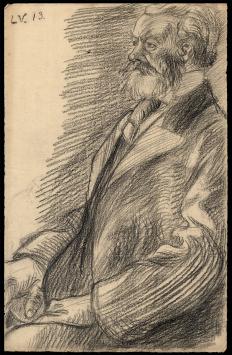 Oudere man geschetst door Belgische kunstenaar L. van der Borcht