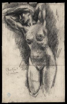 19de -eeuwse schets van een naakt van Rodin