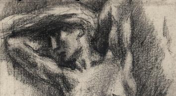 Schets van Lucien van der Borcht met verzamelstempel