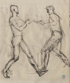 Potloodschets van Belgische tekenaar Lucien van der Borcht