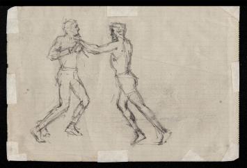 Schetsen, tweemaal twee boxers (+/- 1900)