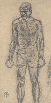 Lucien van der Borcht met schetsen uit 1895