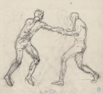 Twee boxers van de tekenaar Lucien van der Borcht