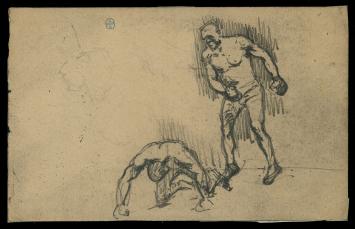 19de eeuwse tekening van twee boksers