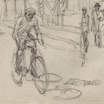 Schets van Lucien van der Borcht kopen, fietsers in de koers
