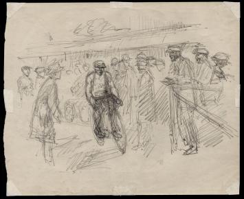 De rode lantaarn bij de koers (+/- 1895)