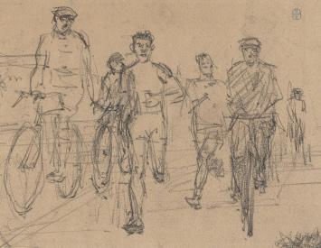 Potloodschets van de tekenaar Lucien van der Borcht