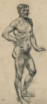 Lucien van der Borcht met een naaktstudie van een man