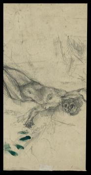 Tekening, fiere staande naakte man (+/- 1896)