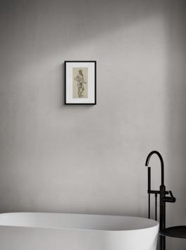 Tekening, uitdagende staande naakte man (+/- 1896)