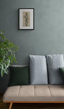 Tekening, uitdagende staande naakte man (+/- 1896)