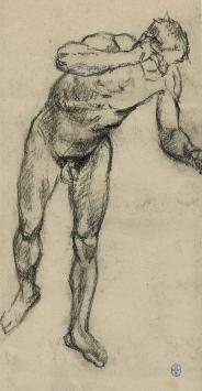 Lucien van der Borcht met een naaktstudie van een man