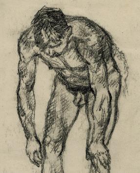 Lucien van der Borcht met een naakttekening