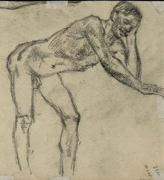 Naakte man met handen aan de knieen (+/- 1895)