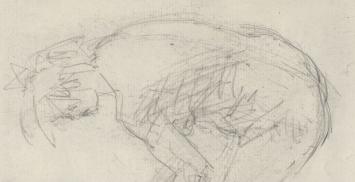 Lucien van der Borcht met een schets (studieschets)