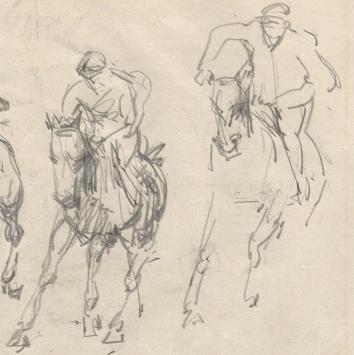 Schets van Lucien van der Borcht met verzamelstempel