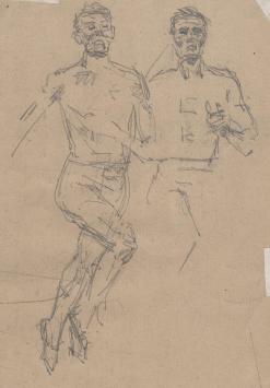 Schets, mannen en soldaten (+/- 1894)