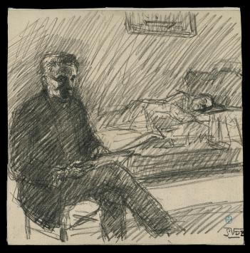 tekening van de Belgische kunstenaar Lucien van der Borcht