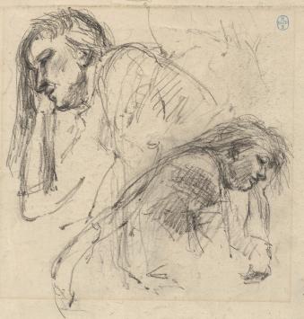 Lucien van der Borcht met een schets uit 1895