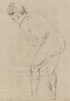 Schets man en vrouw, hoofd steunend op hand (+/- 1895)