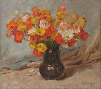 Louis Van den Eynde met een stilleven bloemen