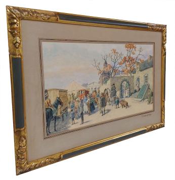 Aquarel, L Arrivée du Cirque 1926