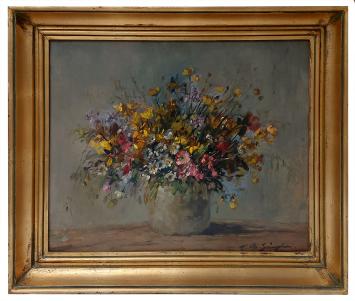 Bloemenschilderij van de Belgische schilderes Marthe De Spiegeleir