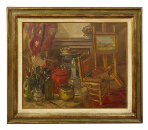 Schilderij van de Belgische kunstenaar M. van den plas