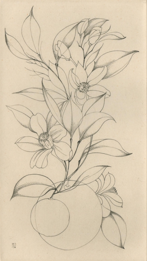 Margot Weemaes met een gravure, épreuve d\'artiste