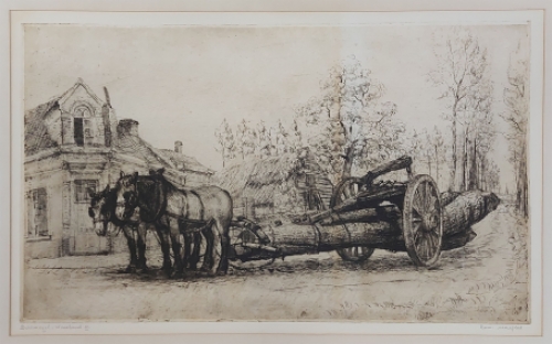 Belgische etser Romain Malfliet met een ets