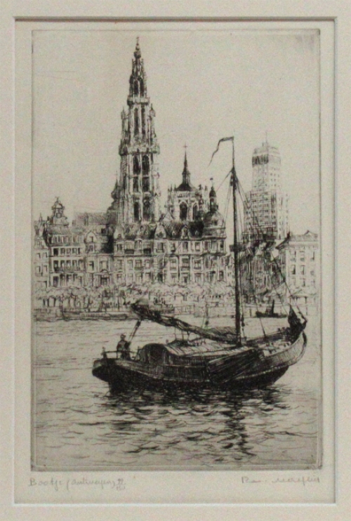 Belgische etser Romain Malfliet met een ets