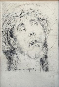 Jezus met doornenkroon door R. Malfliet geëtst