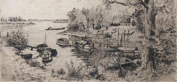 Romain Malfliet met een ets van Hamme, de Dry Goten