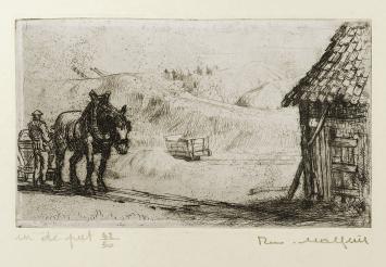 Belgische etser R. Malfliet met een ets