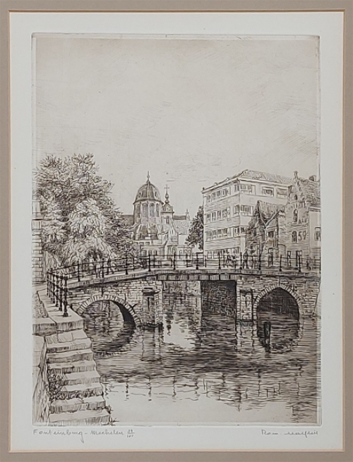 Belgische etser Romain Malfliet met een ets