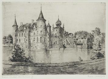 Genummerde ets van R. Malfliet, kasteel Kleidaal