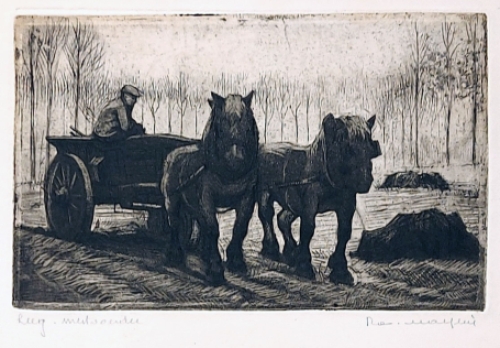 Belgische etser R. Malfliet met een ets