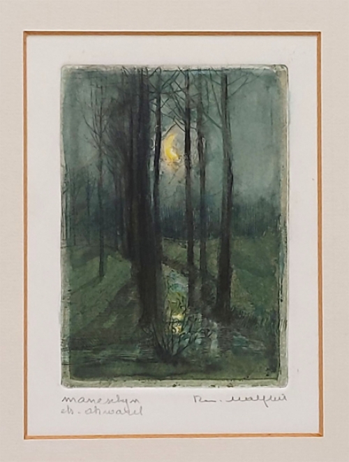 Belgische etser Romain Malfliet met een gekleurde ets